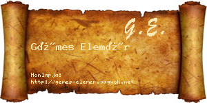 Gémes Elemér névjegykártya